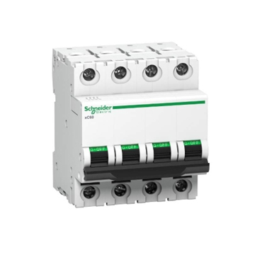 Schneider Acti 9 xC60 50A 4P MCB, 10kA (A9N4P50C)